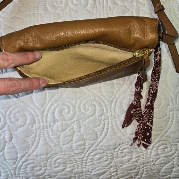 Lucky Brand Light Brown Leather Purse and/or Clutch with Decorative Tassel - Picture 8 of 16